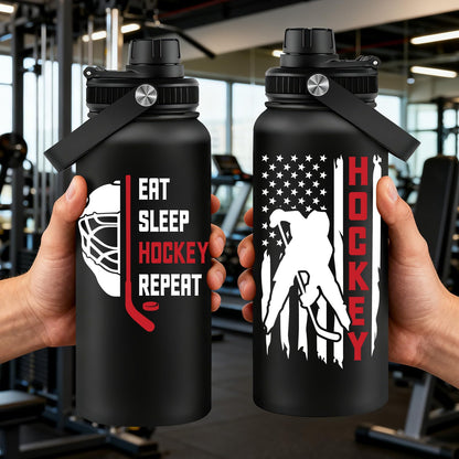 Fufandi Hockey Gifts for Men - Hockey Mom Gifts, Gift Hockey Player for Men Boy - Hockey Lover Sports Love Travel Water Bottle 32oz