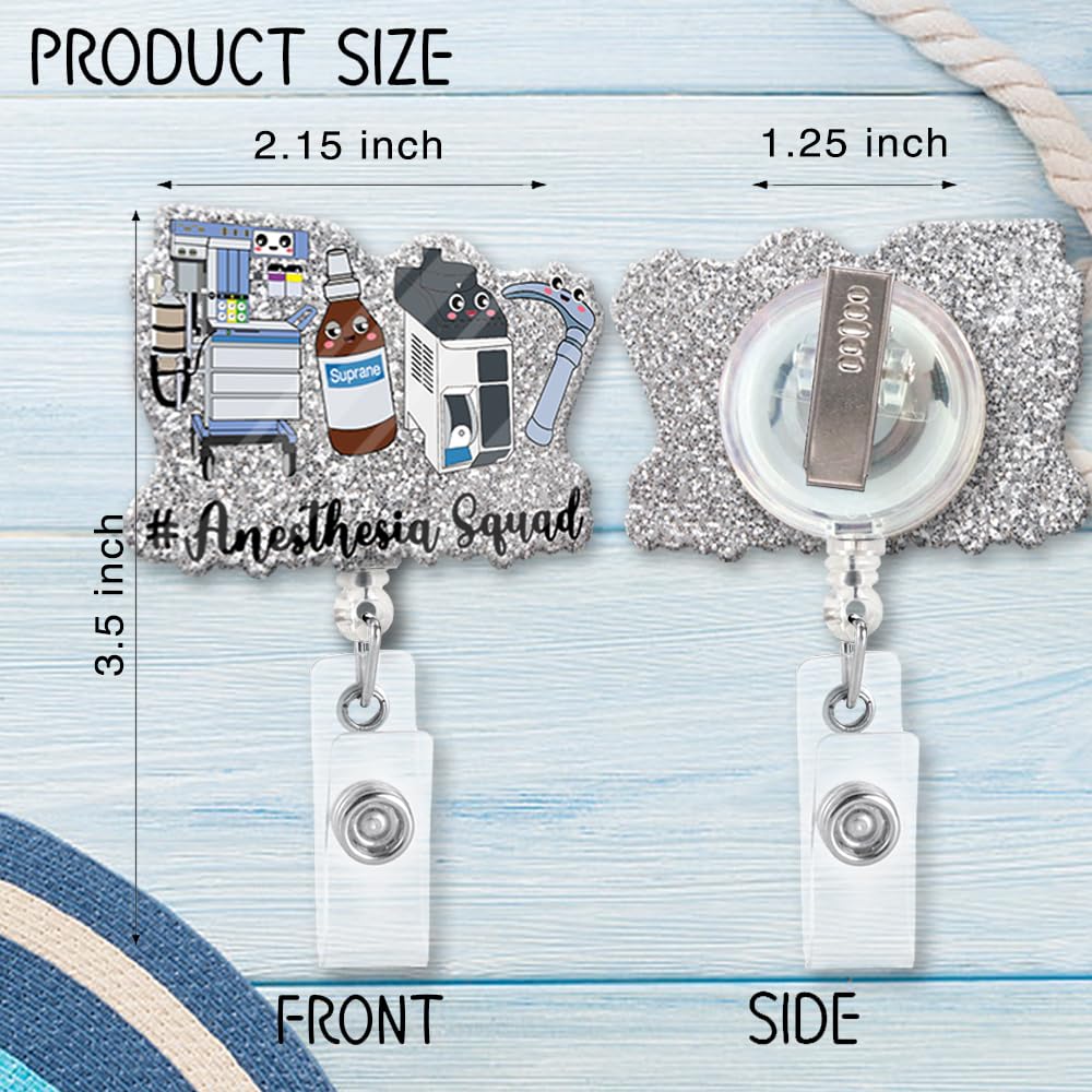Anesthesia Squad Fun Glitter Badge Scroll Retractable, Cute Badge Holder for Anesthesiologists, Christmas Birthday Graduation Gift for Doctors Nurses ICU MD Anesthesiologist Assistant