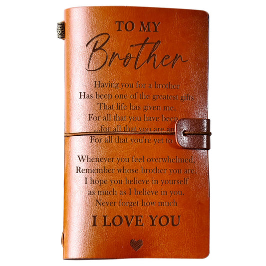 PRSTENLY Gifts for Brother Leather Journal, 140 Page Refillable Journal Notebooks Brother Gifts, Birthday Fathers Day Graduation Back to School Christmas Gift for Brothers from Sister