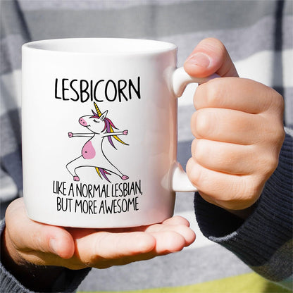 Retreez Funny Lesbian Mug Gift Awesome Lesbicorn Unicorn LGBT LGBTQ Equality Pride 11 Oz Ceramic Coffee Mugs - Sarcastic Motivational Inspirational birthday gifts for bestie her friend coworker sister