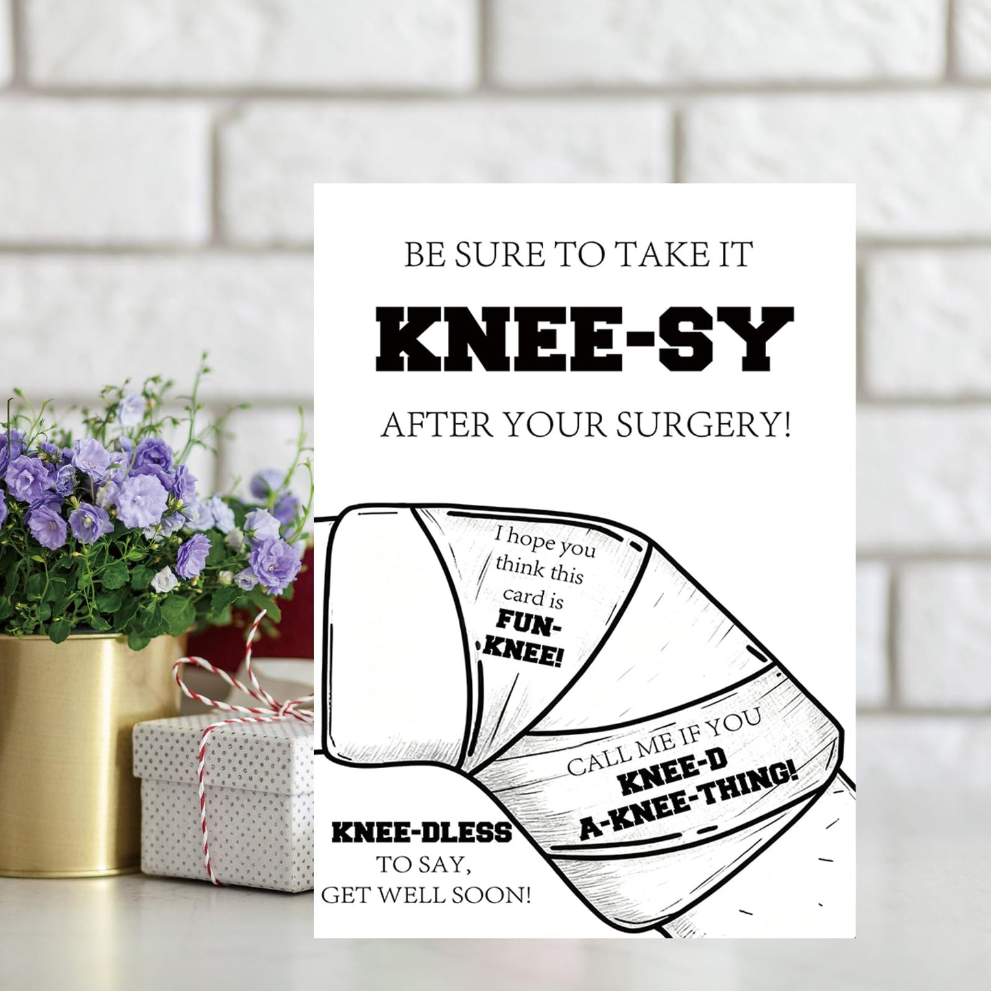 Funny Get Well Soon Knee Card, Humor Speedy Surgery Recovery Gifts for Women Men, After Knee Surgery Card Gift for Him Her