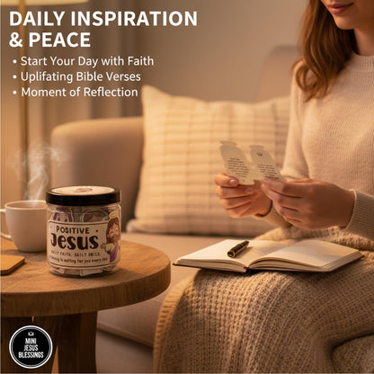 Emotional Support Jesus Jar, 60 Double-Sided Scripture Cards & Daily Encouragement Mini Blessings, Christian Easter Gift for Women, Teen Girls Basket Stuffer