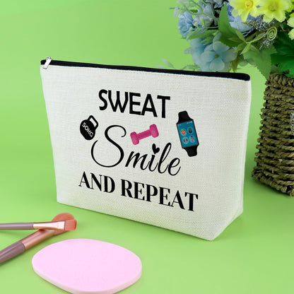Workout Gifts Fitness Lovers Makeup Bag Gym Gifts for Women Fitness Bodybuilding Cosmetic Bag Exercise Present for Women Friend Trainer Christmas Birthday Present Dumbbell Pendant Travel Pouch