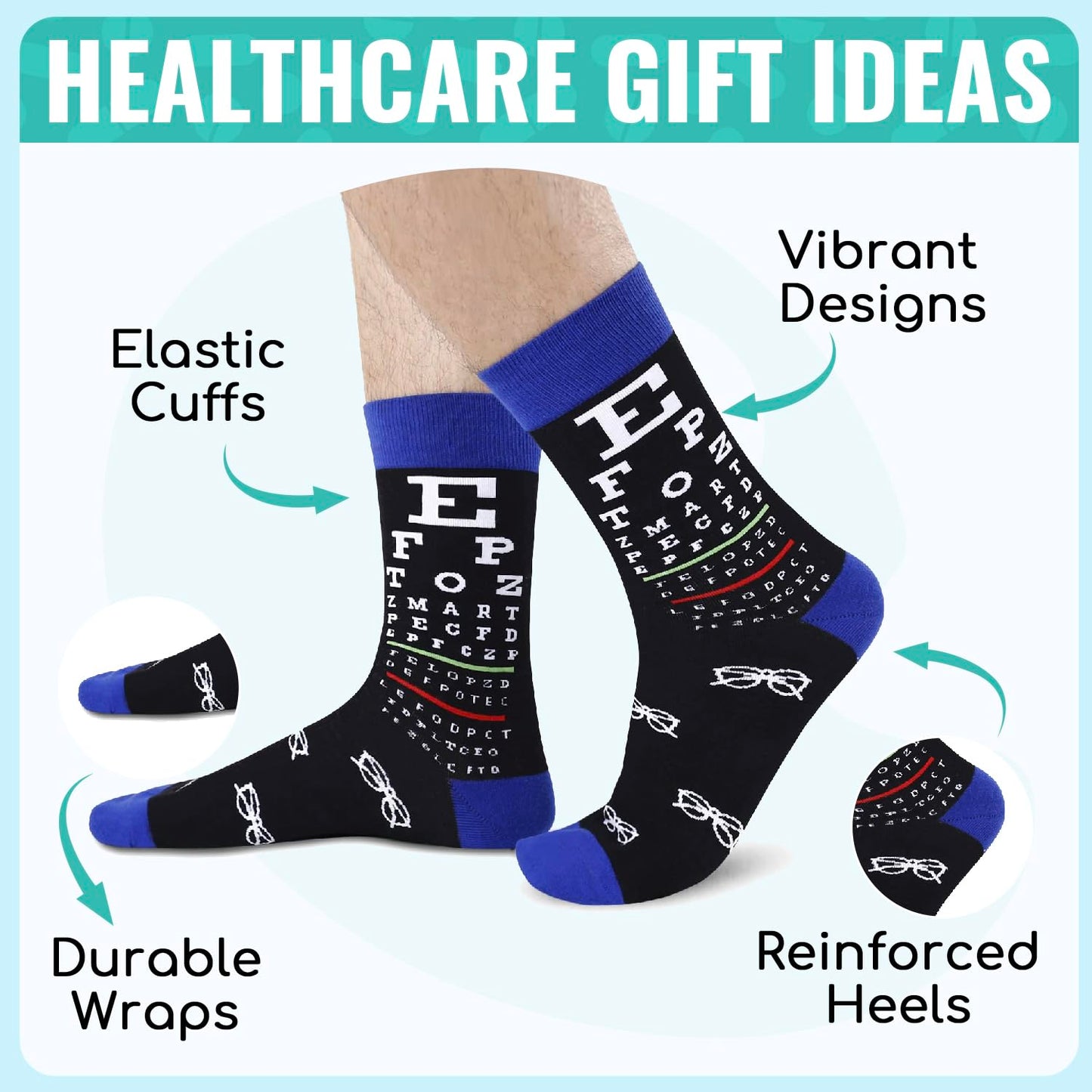 HAPPYPOP Funny Socks for Men - American Flag Optometry Golf Bowling Medical Teeth Gifts