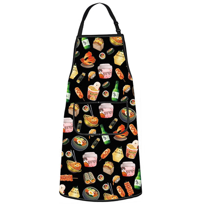G2TUP Korean Kitchen Apron Korean Food Gifts Korean Ramen Apron Kimchi Lover Gifts Korea Seoul Apron