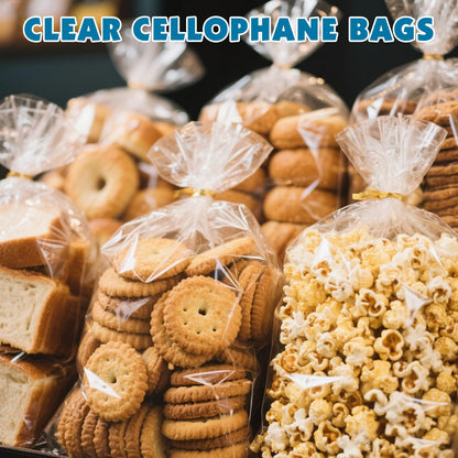 NUITPY 40 Pcs Cellophane Bags, 16 x 24 Inchs Cellophane Wrap for Gift Baskets, Durable Cellophane Gift Bag, Clear Basket Bag - Complimentary 40 Pcs Golden Twist Ties