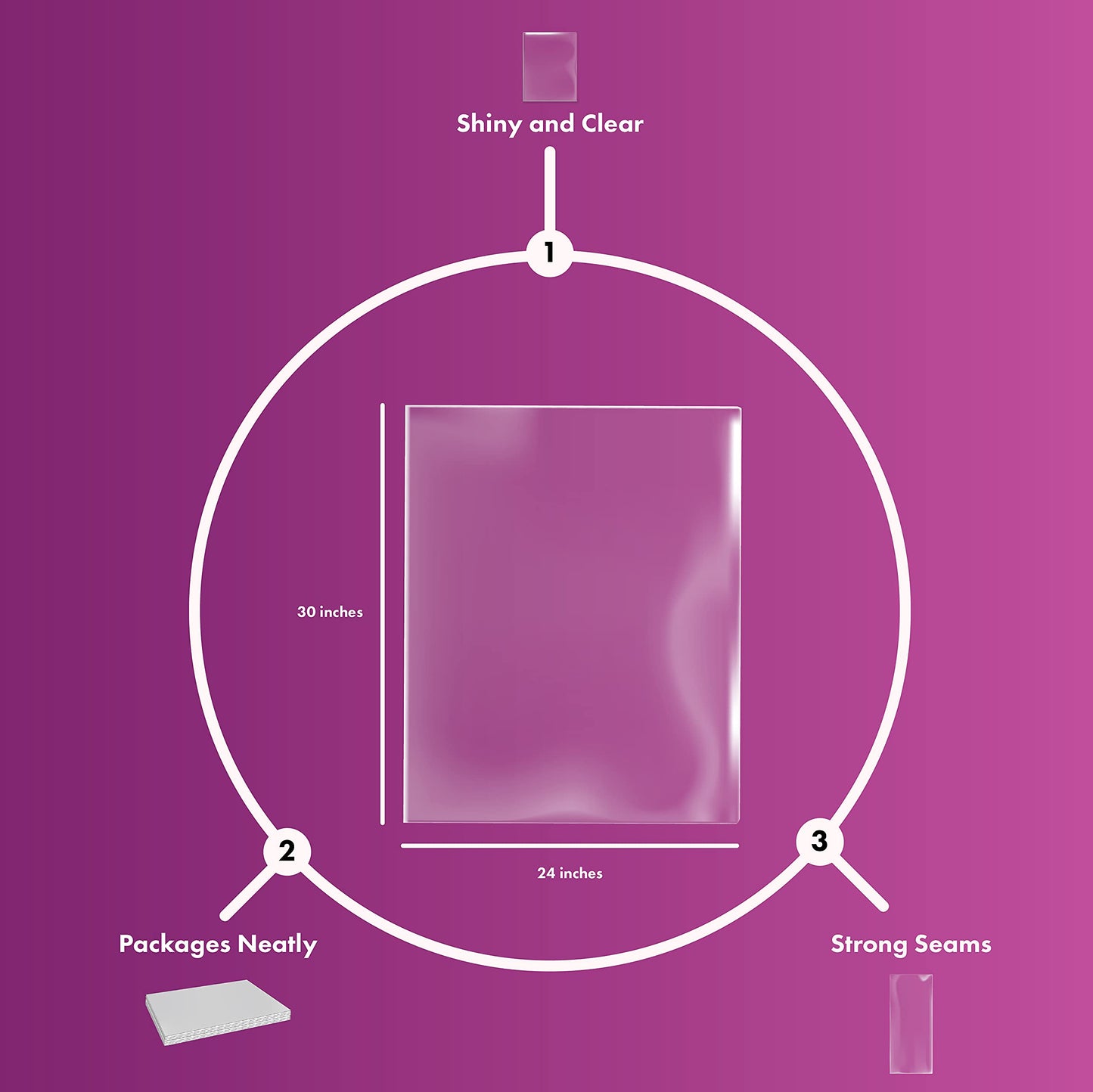Purple Q Crafts Shrink Wrap Basket Bags 10 Pack For Gift Clear cellophane PVC Shrink Bags 24"X 30"