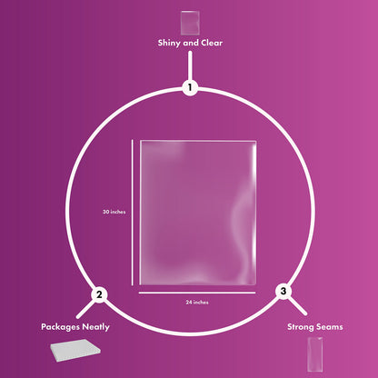 Purple Q Crafts Shrink Wrap Basket Bags 10 Pack For Gift Clear cellophane PVC Shrink Bags 24"X 30"