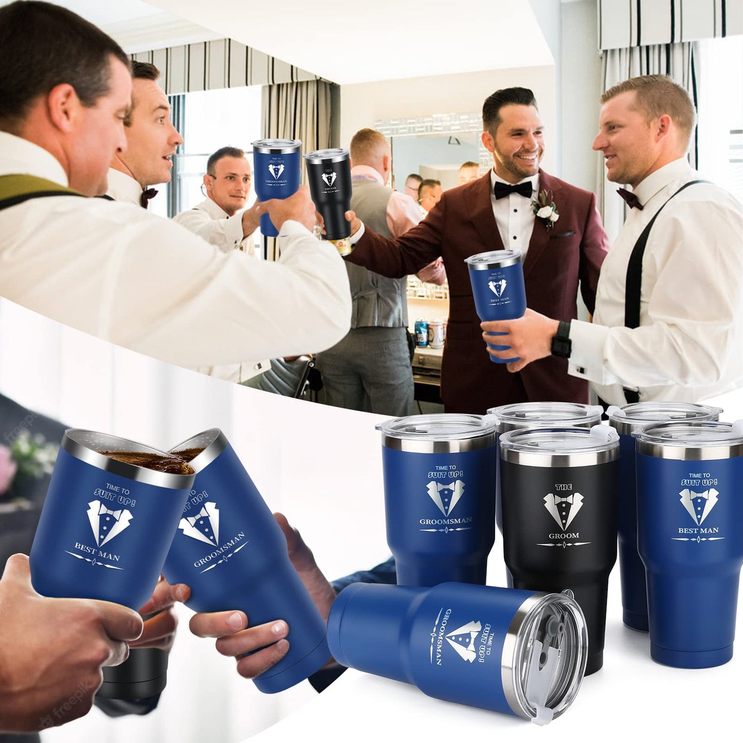 Groomsmen Gifts Set of 6, 40oz Stainless Steel Modern Tumbler for Wedding, Bachelor Party