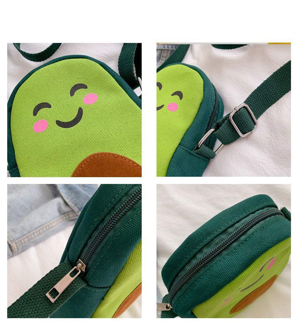 Fruit Avocado Shape Design Novelty Girls Purse Canvas Crossbody Bag Chic Shoulder Bag for Women, Green, Small