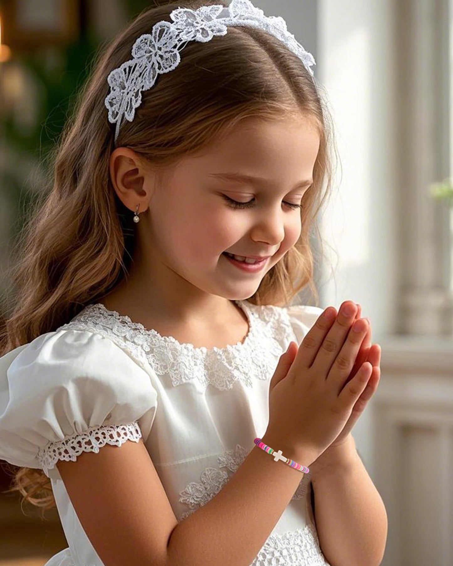 Shonyin Adjustable Cross Bracelet for Girls,Kindergarten Preschool Graduation First Communion Baptism Easter Confirmation Gifts for Girls