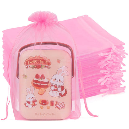 Crweety 50 Pcs Pink Organza Bags 6x9 Inch, Premium Mesh Gift Bags for Wedding Baby Shower Party Favors, Small Mesh Bags Drawtring for Candy Jewelry Christmas, Cute Sachet Bags for Mothers Day Gifts
