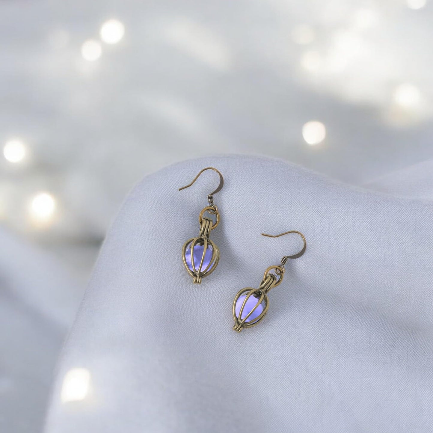 Bottled Up Designs Handmade Brass Drop Earrings, Sterling Silver, Eco Friendly, Recycled Vintage Bottles, Made in USA, Birthday Gifts, Mothers Day, Women, Anniversary