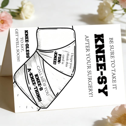 Funny Get Well Soon Knee Card, Humor Speedy Surgery Recovery Gifts for Women Men, After Knee Surgery Card Gift for Him Her