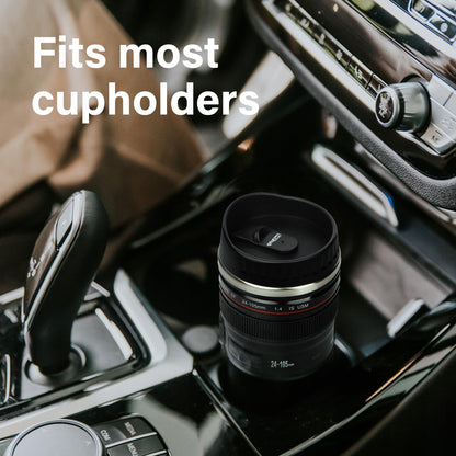 Camera Lens Coffee Mug,Travel Coffee Cup,Stainless Steel Lens Mug Thermos Camera Mugs with Lid and Spoon,Cool Gifts for Photographers Men and Women