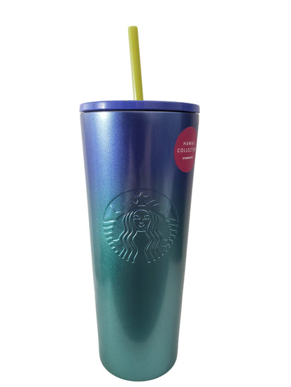 Starbucks Hawaii Collection 24oz Stainless Steel Blue Ombre Tropical Cold Cup