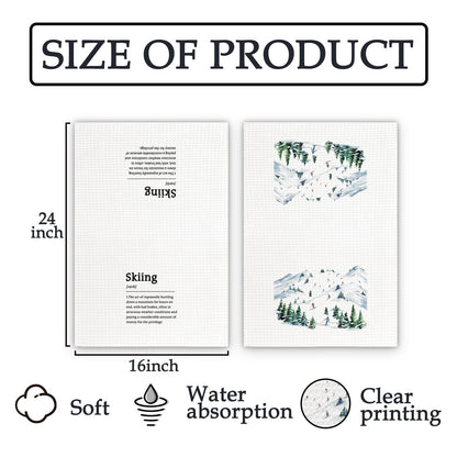 Winter Skiing Definition Kitchen Towels Set of 2, Ski Gifts for Skiers Women Men Dish Towels, Winter Mountain Ski Decorative Hand Towels for Bathroom,Ski Lodge Kitchen Bathroom Decor(16x24Inch)