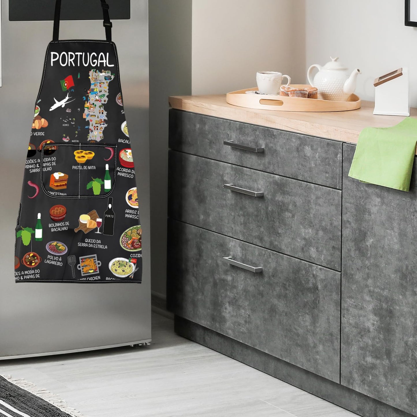 Portugal Country Map Europe Cuisine Lover Kitchen Apron Mom Dad BFF Portuguese Food Cooking Travel Apron