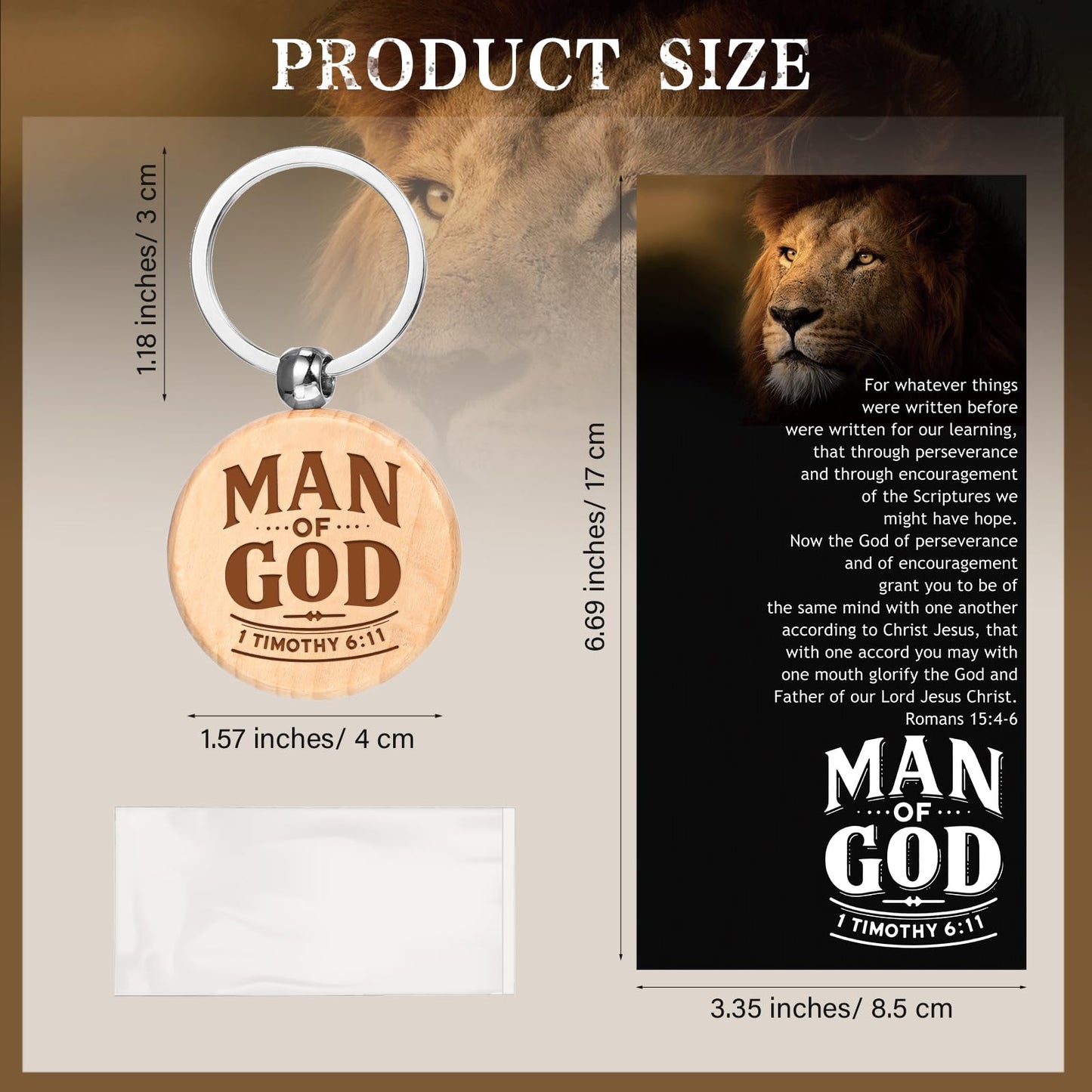 Landical 15 Sets Father Day Man of God Gifts for Men Christian Baptism Gifts, 15 God Keychains 15 Bible Verse Ballpoint Pens 15 Cards Pastor Appreciation Favors for Church Father's Day Supplies