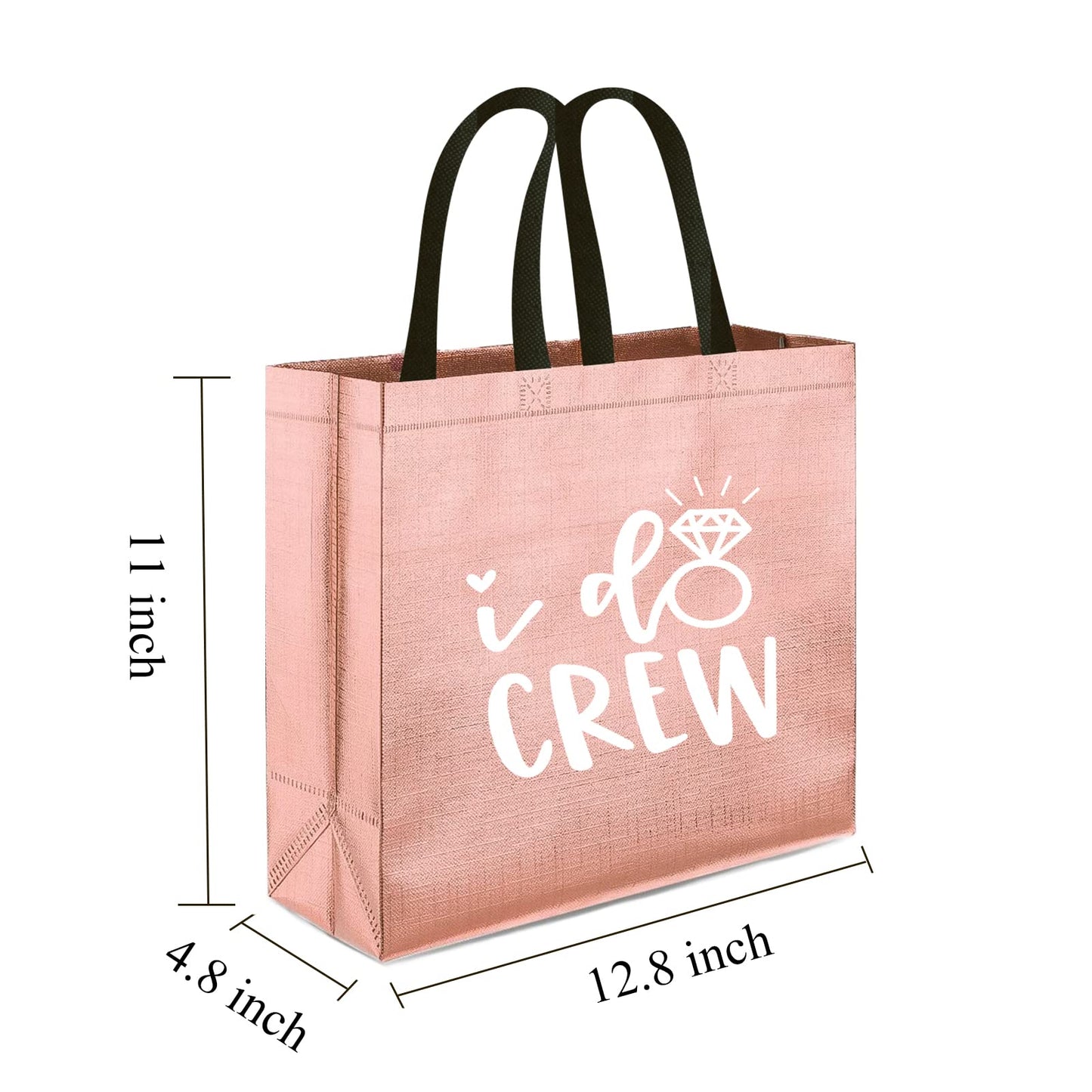 8 Pieces Rose Gold I Do Crew and Bride Non-Woven Gift Bags for Bridesmaid Gifts,Bachelorette Party Favors,Bridal Party Gifts