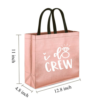 8 Pieces Rose Gold I Do Crew and Bride Non-Woven Gift Bags for Bridesmaid Gifts,Bachelorette Party Favors,Bridal Party Gifts