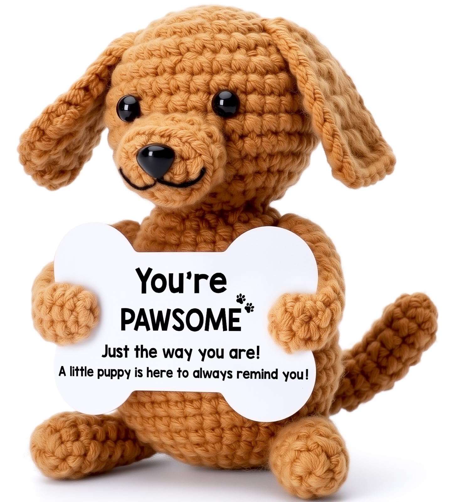 Funny Dog Gifts for Girls Boys Women Men Birthday Fathers Day Presents, Mini Cute Stuff Cool Things, Small Puppy Dog Stuffed Animal Plush, Emotional Positive Support Crochet Desk Decor Accessories