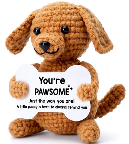 Funny Dog Gifts for Girls Boys Women Men Birthday Fathers Day Presents, Mini Cute Stuff Cool Things, Small Puppy Dog Stuffed Animal Plush, Emotional Positive Support Crochet Desk Decor Accessories