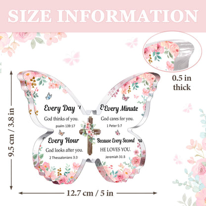 Christian Gifts for Women Faith, Butterfly Acrylic Plaque Sign, Christian Gift for Women on Mothers Day Birthday, Spiritual Present for Female Friend Family, 5x3.8x0.5 Inch - Pink