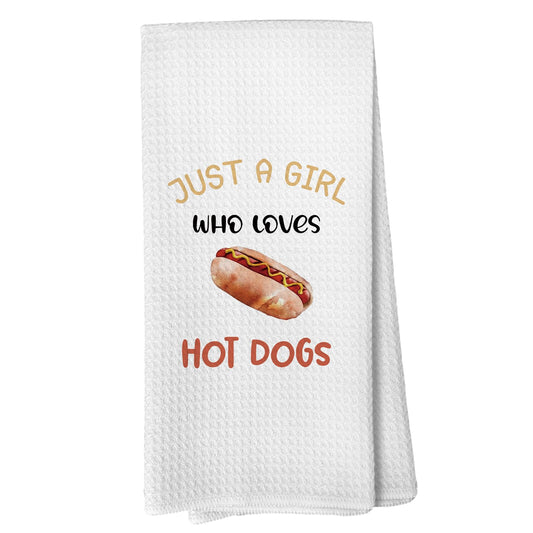 Funny Kitchen Towels, Hot Dog Kitchen Towels for Hot Dog Lovers, Funny Hot Dogs Decorative Hand Towels for Kitchen, Food Lover Gifts, Funny Dish Towels Tea Towels, 16x24 Inches
