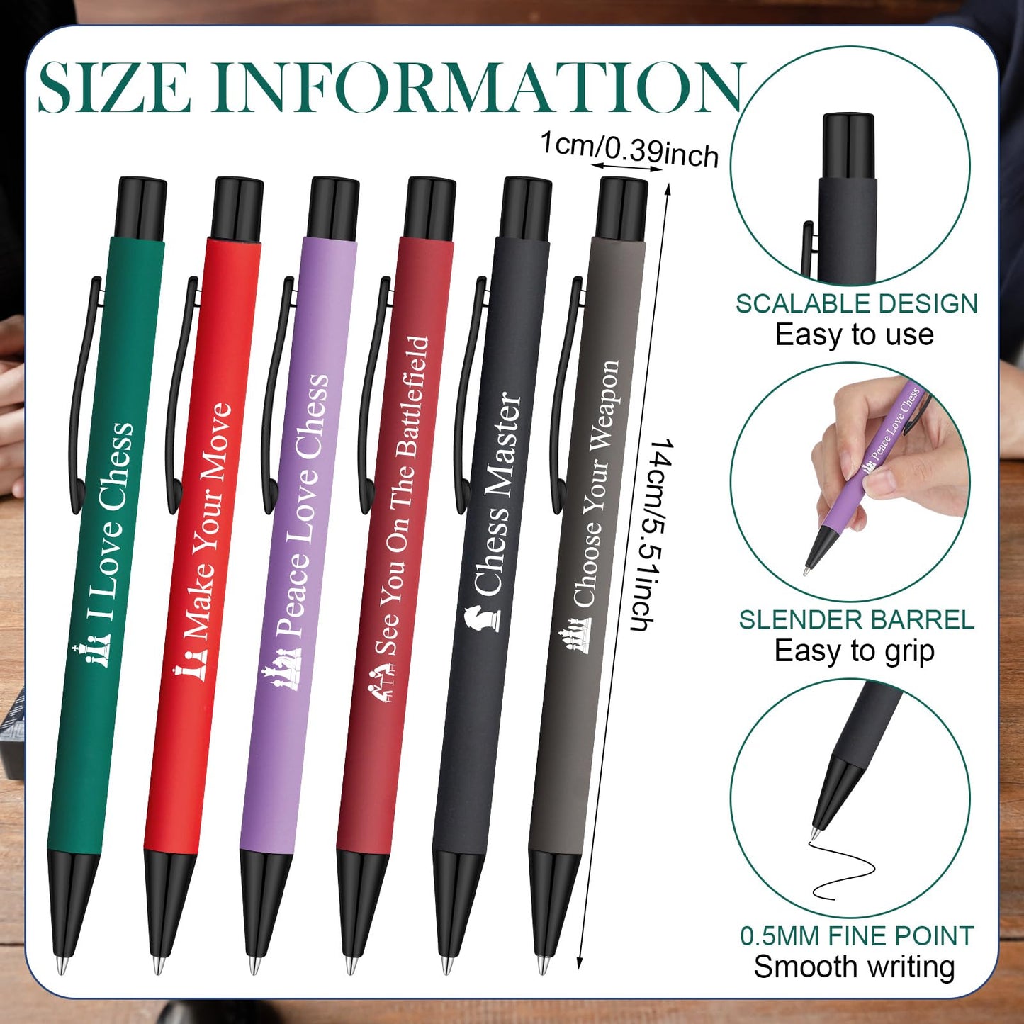 Sayglossy 24 Pcs Chess Ballpoint Pens Novelty Gifts 12 Style Smooth Writing Pens for Chess Lover Christmas Birthday Gifts