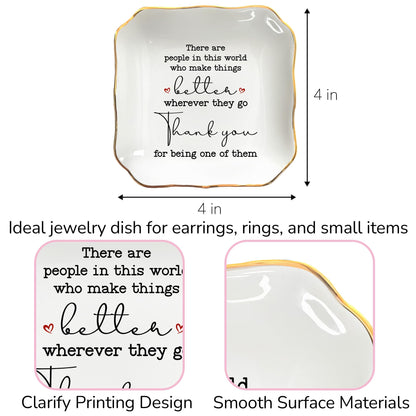 OASSIE Thank You Gifts for Women - 4"x4" Ceramic Jewelry Dish Tray - Teachers Day Nurse Week Birthday Appreciation Inspirational Retirement Teacher Appreciation Gifts for Women Coworkers Boss