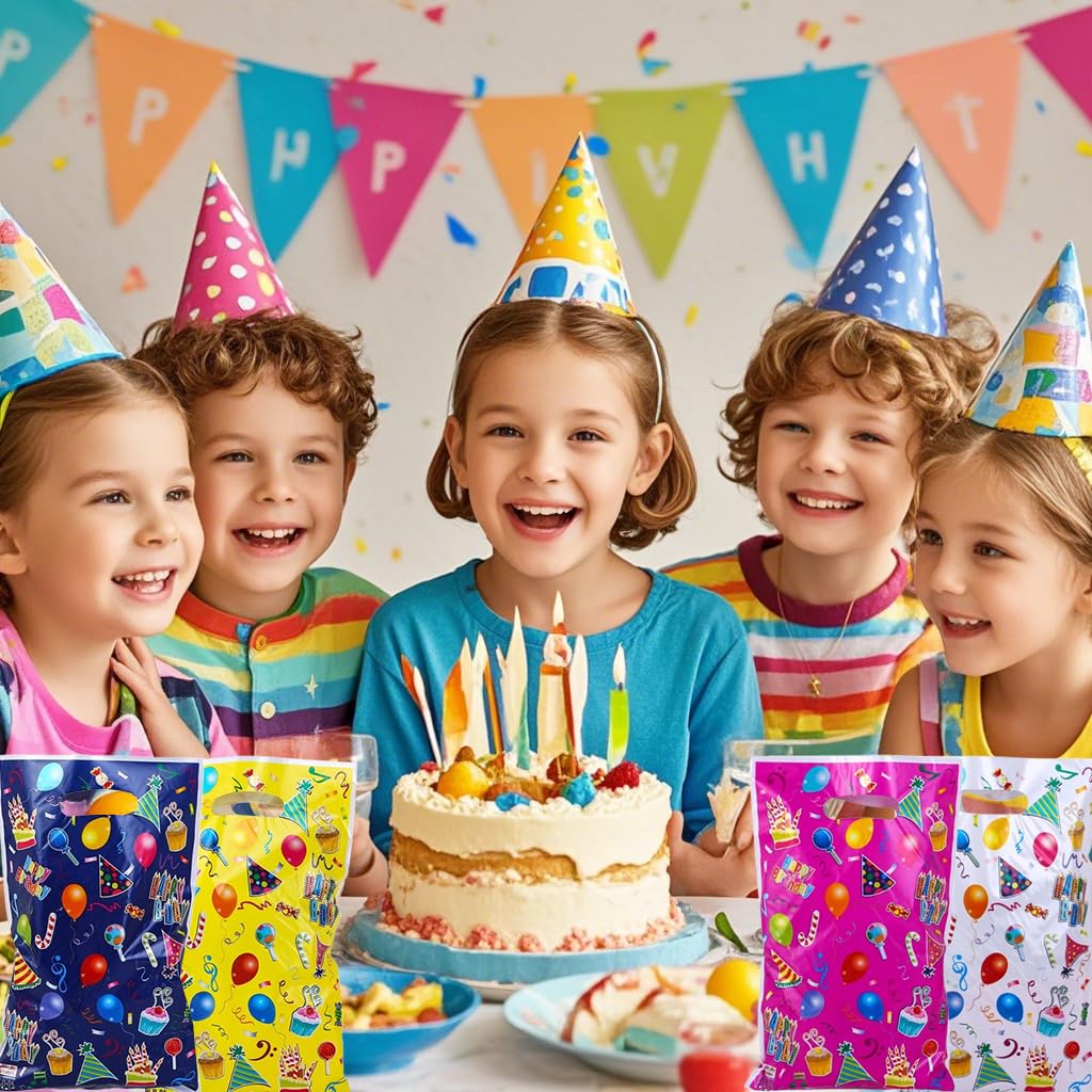 PACKSISTER Durable Plastic Goodie Party Favor Bags with Handles for Birthday, Loot Treat for Return Gifts(20Pcs)