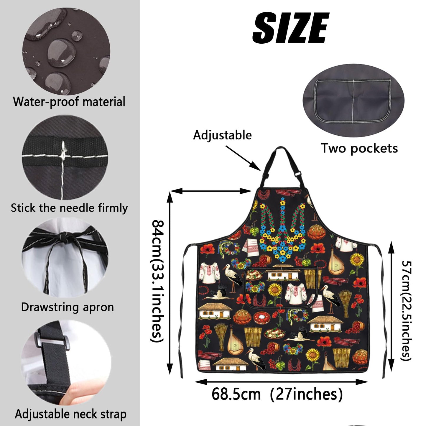 JXGZSO Ukraine Kitchen Apron Ukraine Lover Gift Ukraine Souvenir Gift Kyiv Trip Lover Gift Ukrainian Apron