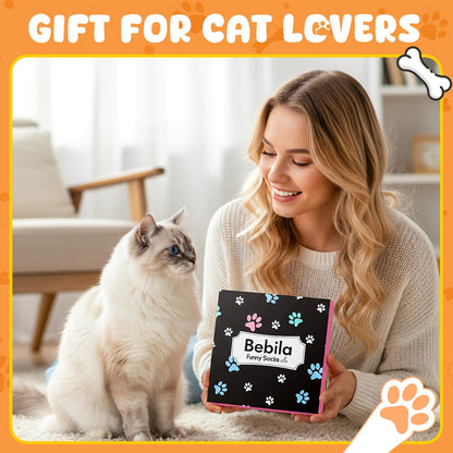 Bebila Gift for Mom Funny Socks for Cat Dad Mom Birthday Gifts for Mom Novelty Socks Gifts for Cat Lovers