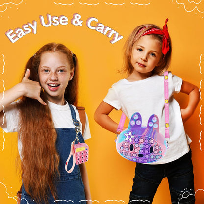 Exun Premade Easter Basket Stuffers Already Filled, Pop Crossbody Purse Bags Fidget Toy Pack, Bunny Shoulder Bag Mini Sensory Toys, 3 4 5 6 7 8 9 10 Year Old Birthday Easter Party Gift for Girls Kids