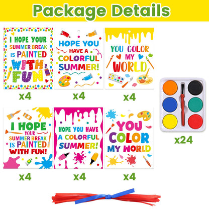 Fancy Land End of Year Student Gifts Watercolor Paint Set with Cards for Toddlers Kids Preschool Kindergarten Graduation Party Favor Supplies 24 Sets