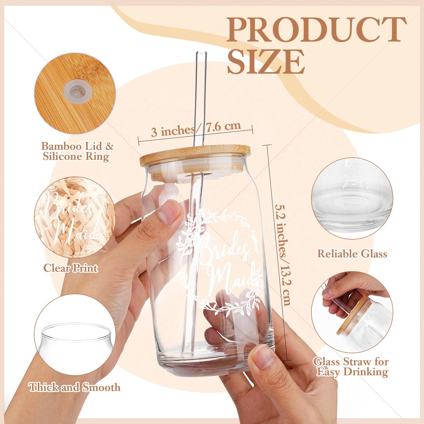 Irenare Bridesmaid Proposal Gifts Set Robes Makeup Bag Cup Cards Hair Tie Bracelet Diamond Pen Bridesmaid Gift Box(Champagne,8 Pcs)