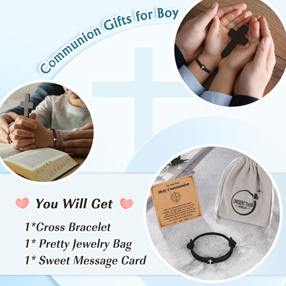 UNGENT THEM Cross Braided Rope Bracelet for Men Teen Boys, Easter Christian Baptism Confirmation Christmas Valentines Graduation Gifts Ideas