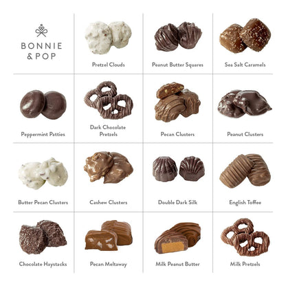 Chocolate Gift Basket, Candy Food Gifts Arrangement Platter, Gourmet Snack Box, Mothers Day Present Idea, Corporate, Employee Appreciation, Him & Her, Men Women Sympathy Family Parties & Get Well- Bonnie & Pop