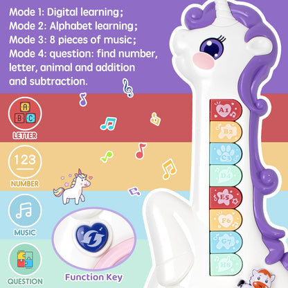 Marstone Toys for 1 2 Year Old Girl Birthday Gifts: Baby Musical Unicorn Toys 12-18 Months, Educational Cartoon Guitar for Toddler Boy Kid 1-3, Infant 1st First Interactive Learning Birthday Present