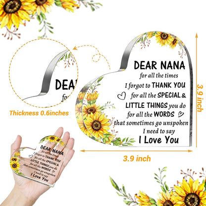 Best Nana Gifts from Grandkids, to My Nana Acrylic Heart Sign Paperweight Presents, Birthday Christmas Mothers Day Valentines Day Gifts for Nana Grandma Grandmother