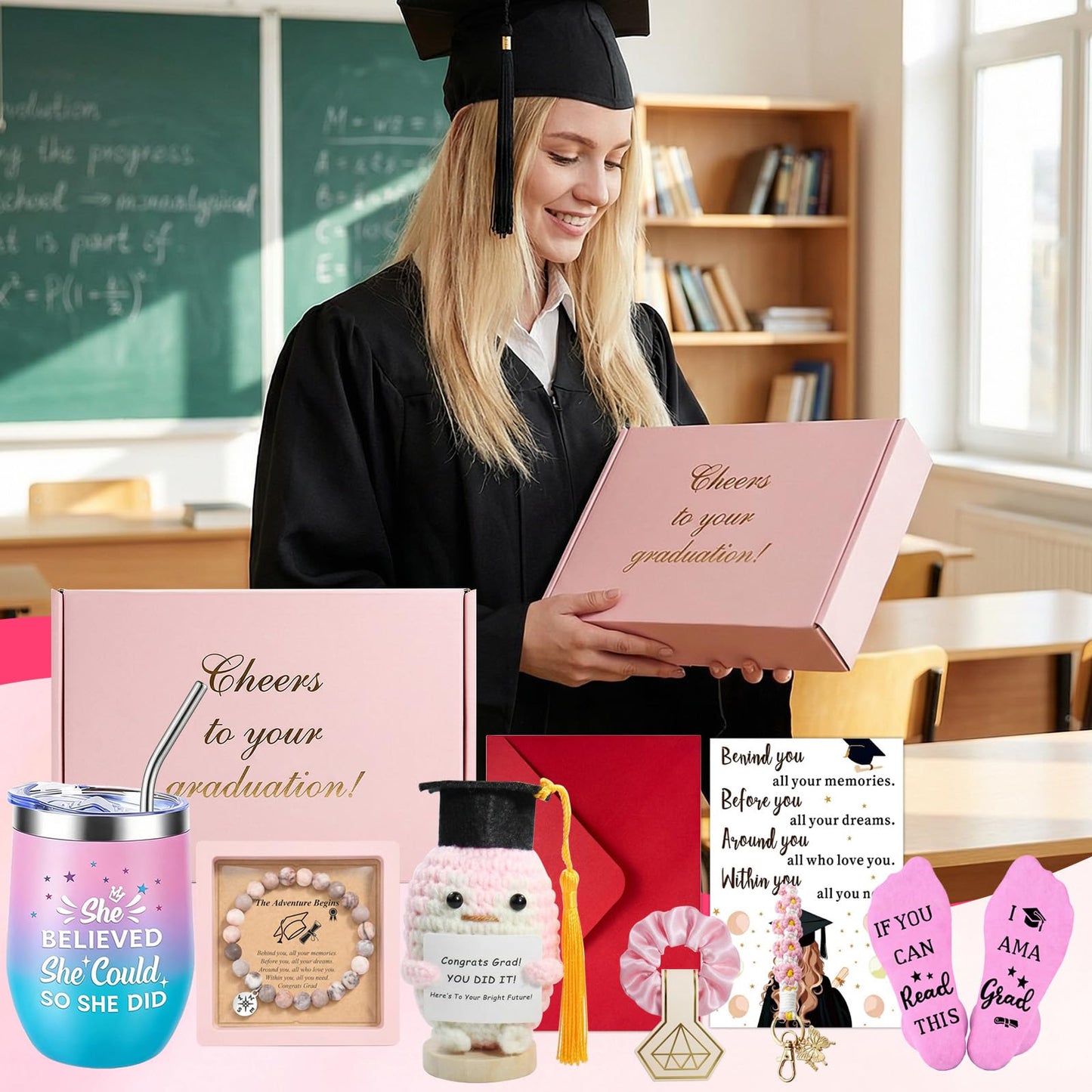 Graduation Gifts for Women Her 2026,Congrats Grad Gift Basket for College & High School Class of 2026,Graduation Gift Set for Women, College, Daughter, Sister, Friend