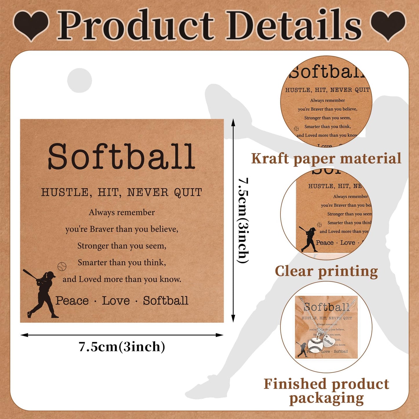Landical 12 Set Baseball Football Softball Necklace Team Gift Bulk Sport Team Necklace for Women Sport Lovers Party Favors Inspirational Jewelry Pendant with Card and Opp Bags