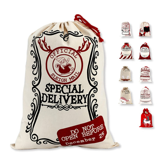 LessMo Christmas Santa Sack, Large Christmas Canvas Gift Bag with Drawstring, Reusable Personalized Best Gift, for Xmas Package Storage, Christmas Party Supplies Favors