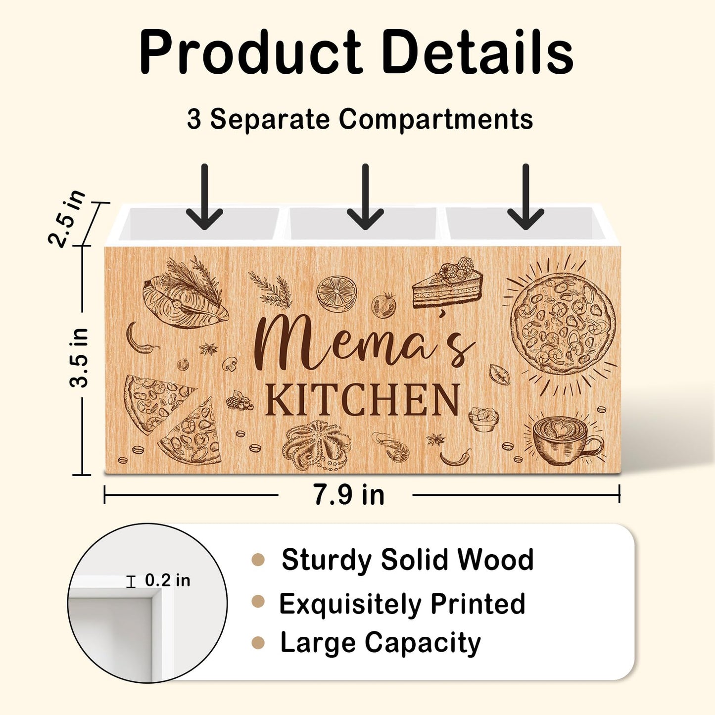 Mema Gifts Kitchen Utensil Holder Counter Decor, Grandma Mema's Kitchen Countertop Organizer, Mothers Day Birthday Mema Gifts Cooking Utensil Holder for Grandma Counter Accessories