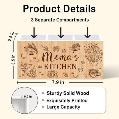Mema Gifts Kitchen Utensil Holder Counter Decor, Grandma Mema's Kitchen Countertop Organizer, Mothers Day Birthday Mema Gifts Cooking Utensil Holder for Grandma Counter Accessories