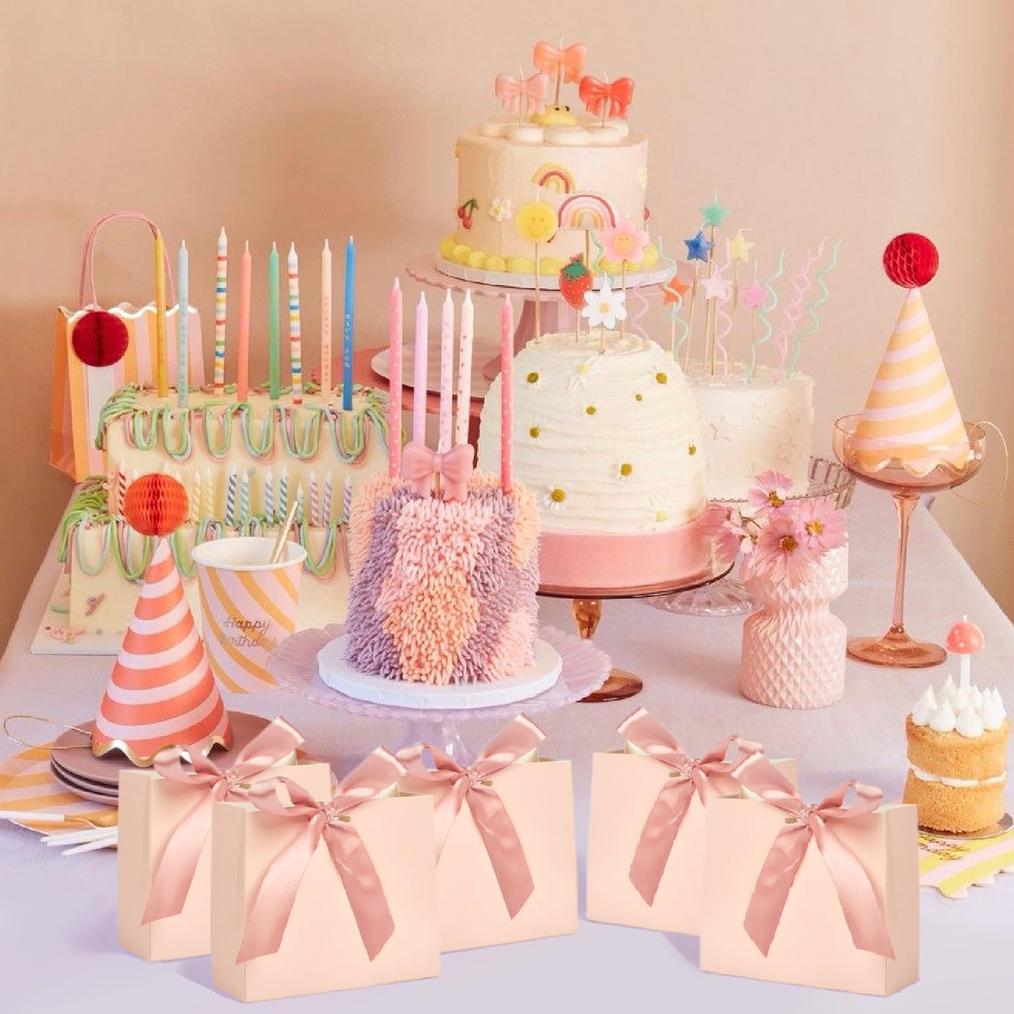24Pack Small Gift Bags, Mini Party Favor Bag Treat Box with Bow Ribbon,Party Favors Goodie Bags For Wedding,Birthday,Baby Shower Favor, Bridal Shower(4.5x1.8x3.9 Inch) (PINK)