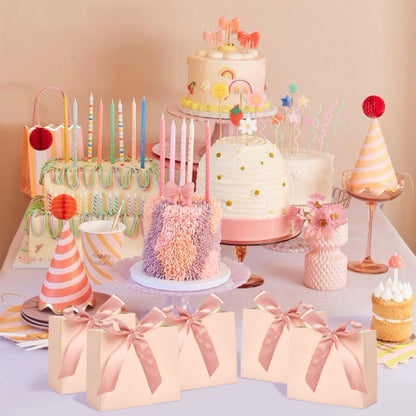 24Pack Small Gift Bags, Mini Party Favor Bag Treat Box with Bow Ribbon,Party Favors Goodie Bags For Wedding,Birthday,Baby Shower Favor, Bridal Shower(4.5x1.8x3.9 Inch) (PINK)