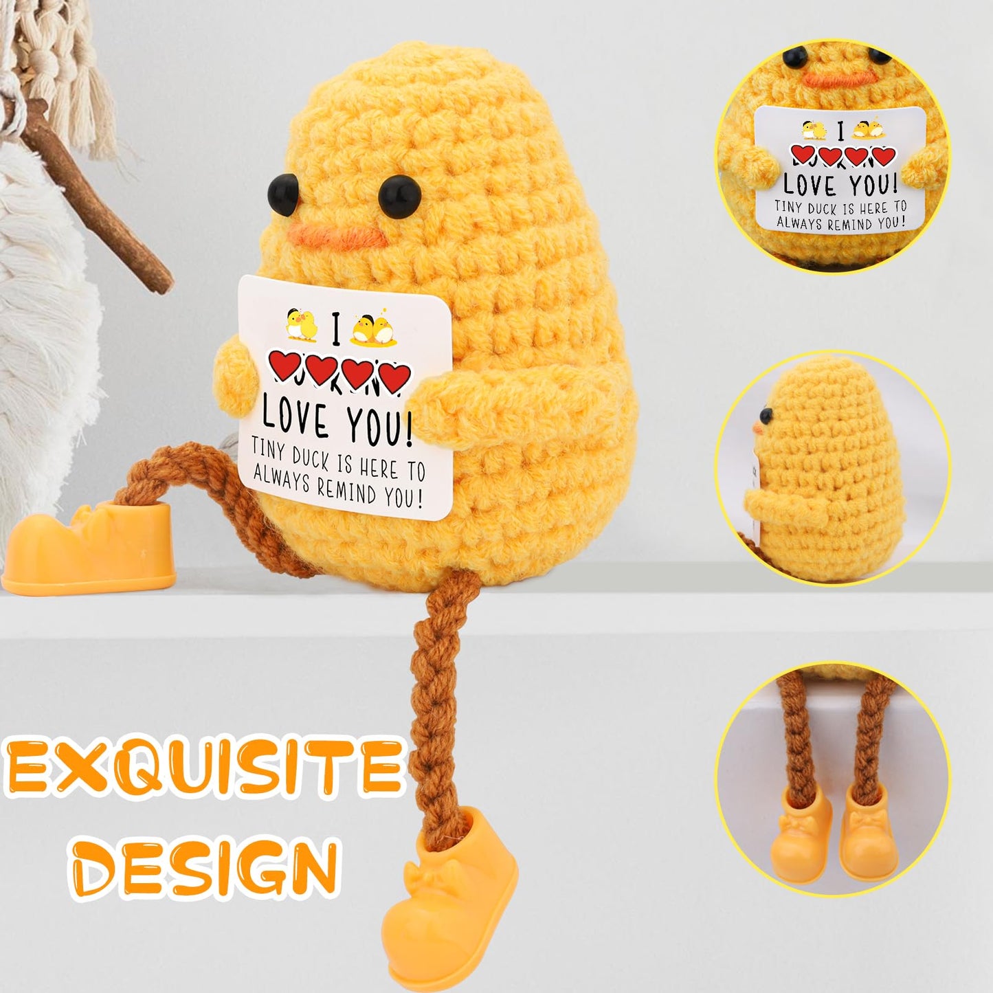 BILOLLY I Love You Gifts for Her Him Boyfriend Girlfriend Wife Husband Couple, Birthday Anniversary Valentines, Handmade Crochet Knitted Cute Duck