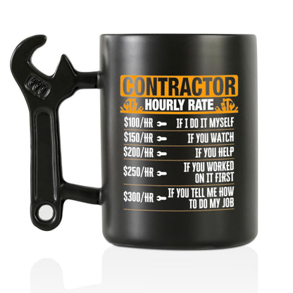 Contractor Gifts For Men, Him - Wrench Coffee Mug - Gift for Contractor - 13.5oz/400ml Funny Ceramic Mug - Hourly Time